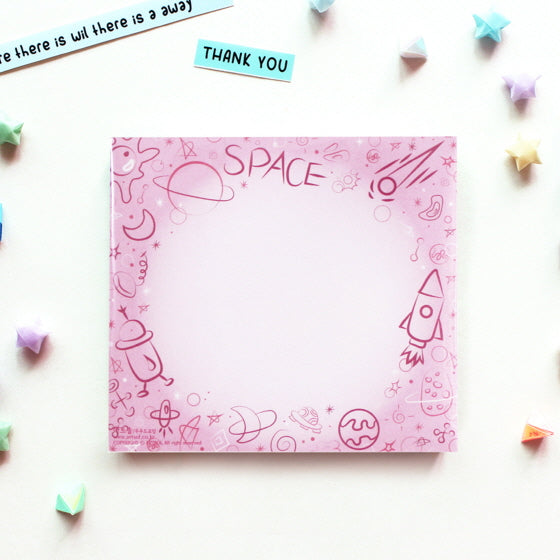Memo pad - space drawing(pink)