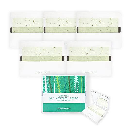 Green tea Oil Blotting Paper 50sheets 1pack (Mirror case) + Refill paper 50sheets 5pack