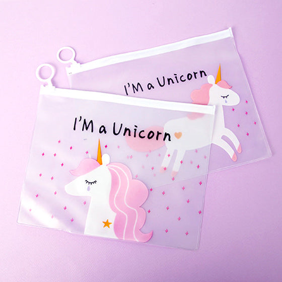 Cry pink unicorn pencil case pouch 2sets