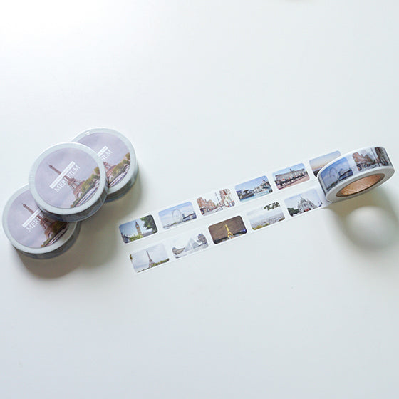 [Merifilm] London Paris Europe Stamp Masking tape