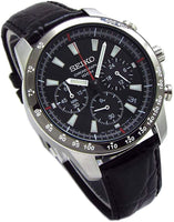 Seiko SSB031P1 Chronograph Wristwatch *Genuine Leather Strap Set, Genuine Seiko Domestic Distribution Black