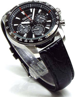Seiko SSB031P1 Chronograph Wristwatch *Genuine Leather Strap Set, Genuine Seiko Domestic Distribution Black