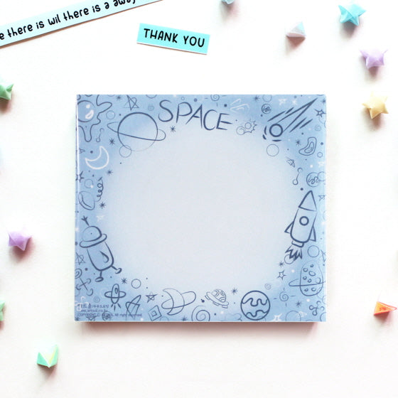 Memo pad - space drawing(blue)