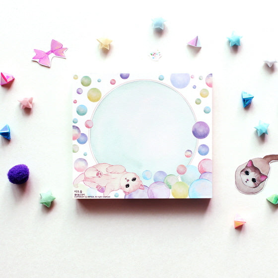 Memo pad - bubble cat
