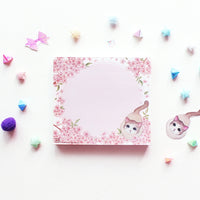 Memo pad - cherry blossoms&cat