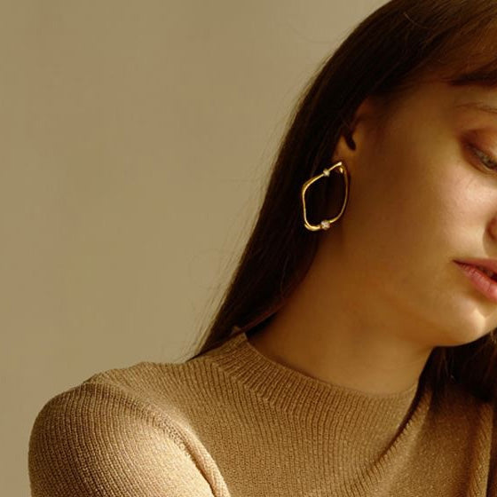 Flow Pearl Earring(Pearl/ Cubic)