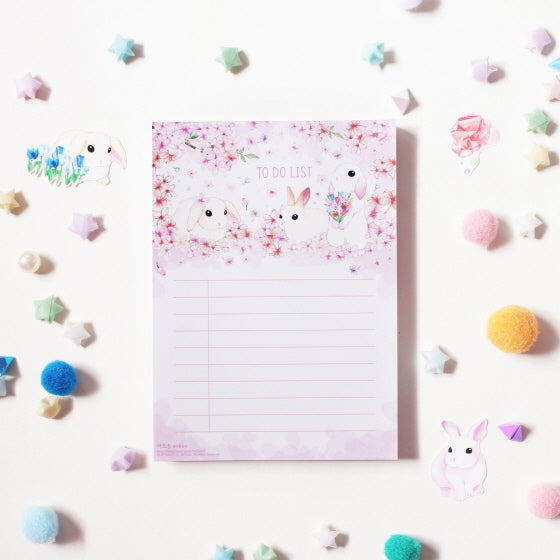 Big Memo pad - rabbit&flower