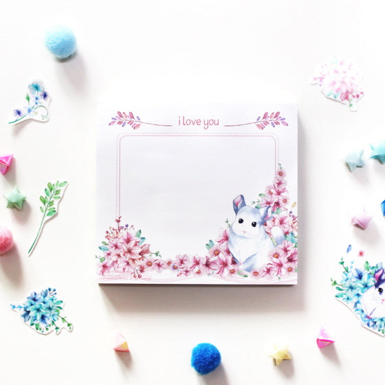 Memo pad - chinchilla flower(pink)