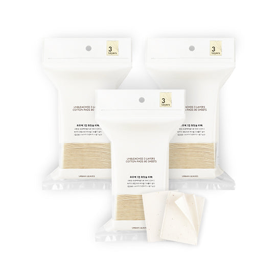 Unbleached 3 Layers Cotton pad 80 sheets * 3pack