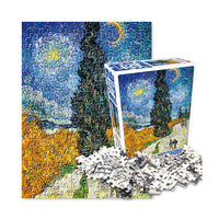Famous paintings Jigsaw Puzzle 150pcs Road with Cypress and Star