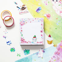 Memo pad - cat&flower(pink)